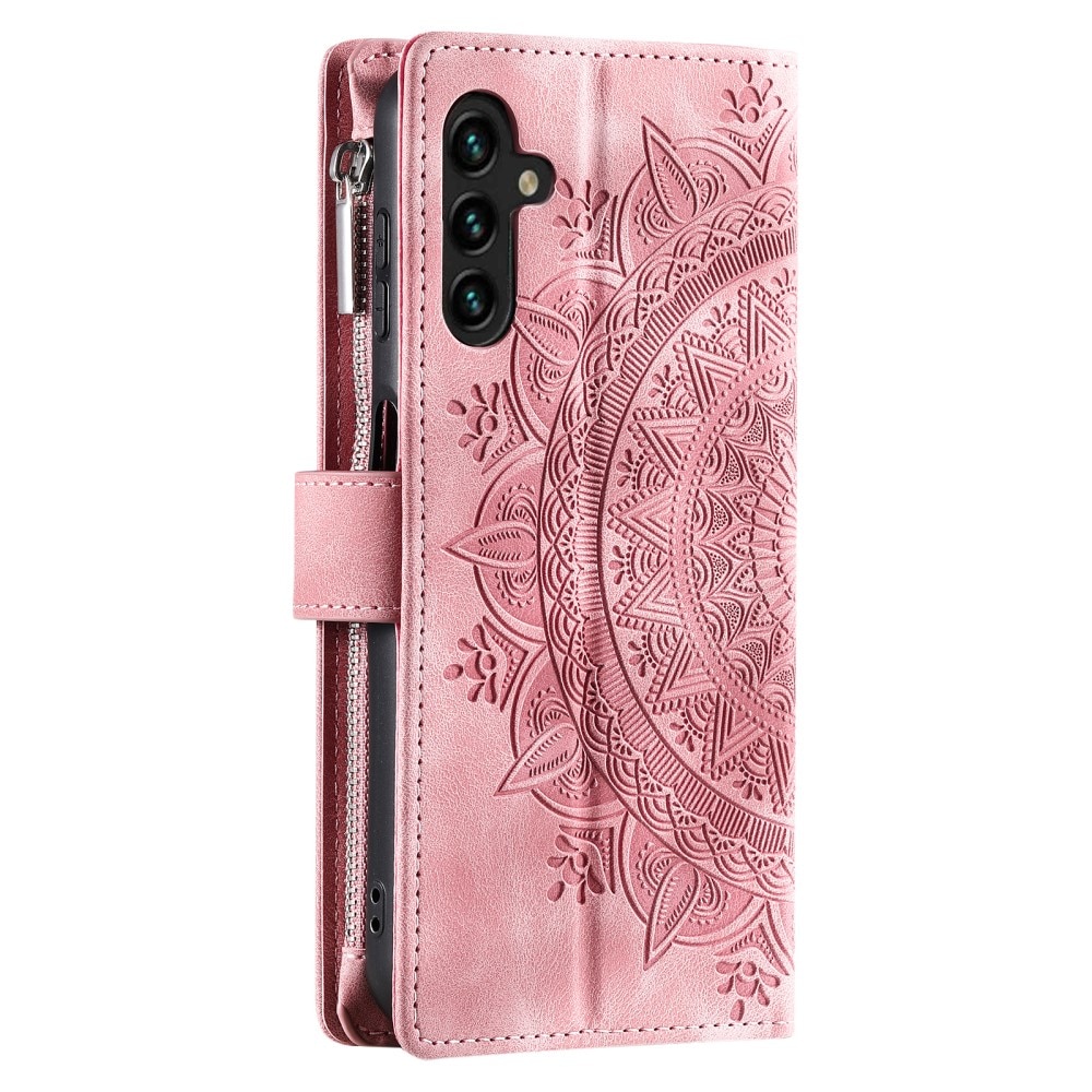 Étui portefeuille Mandala Samsung Galaxy A54, rose