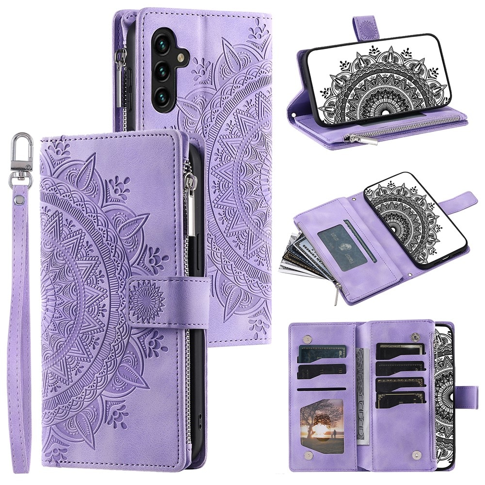 Étui portefeuille Mandala Samsung Galaxy A54, violet