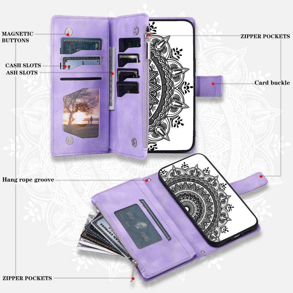 Étui portefeuille Mandala Samsung Galaxy A54, violet