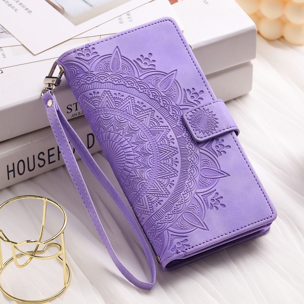 Étui portefeuille Mandala Samsung Galaxy A54, violet