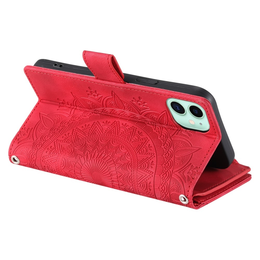 Étui portefeuille Mandala iPhone 12 Mini, rouge