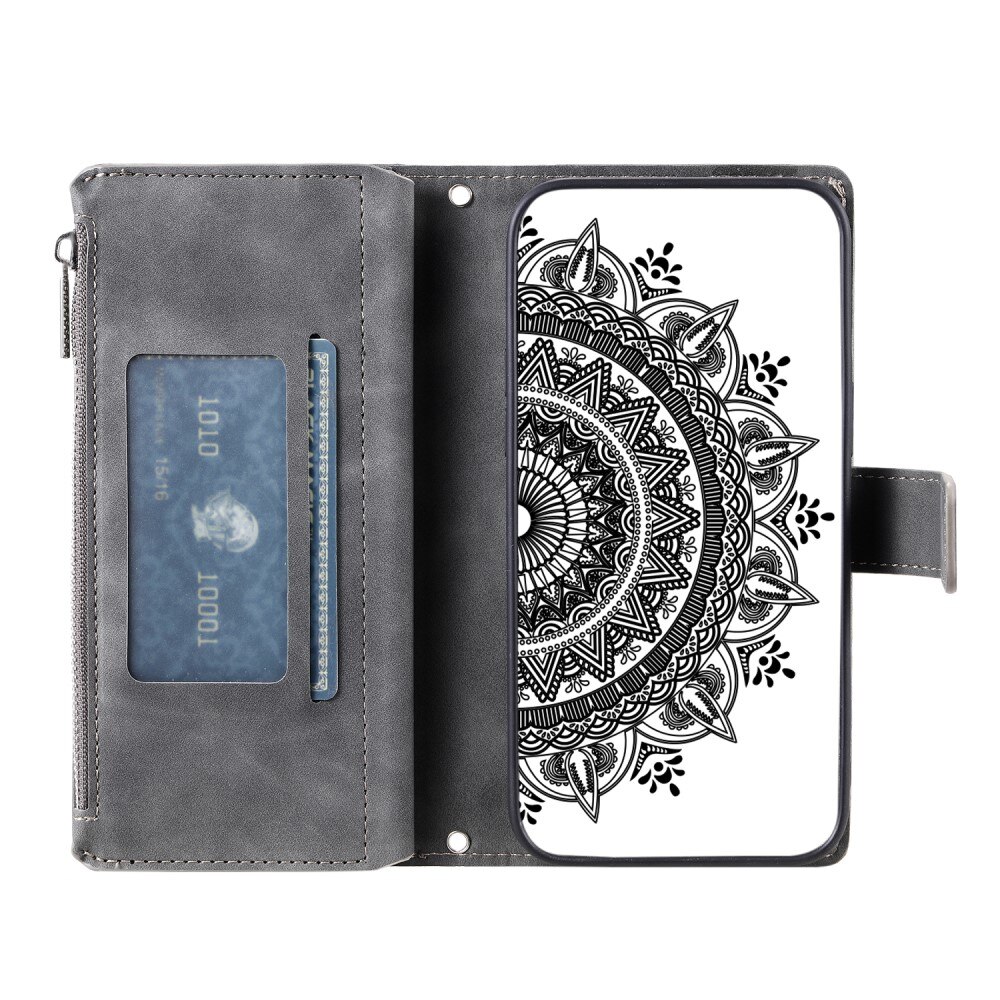 Étui portefeuille Mandala iPhone 12 Mini, gris