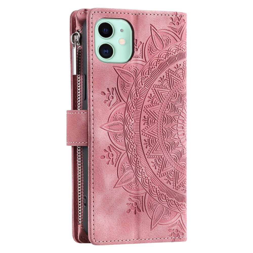 Étui portefeuille Mandala iPhone 12 Mini, rose