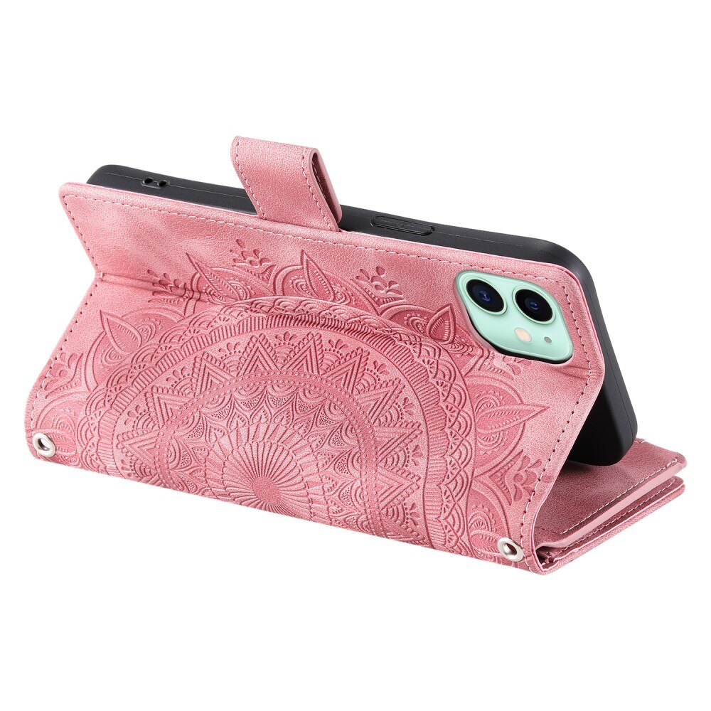 Étui portefeuille Mandala iPhone 12 Mini, rose