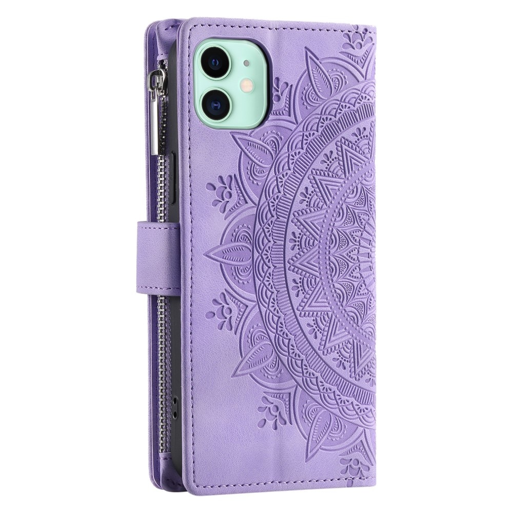 Étui portefeuille Mandala iPhone 12 Mini, violet
