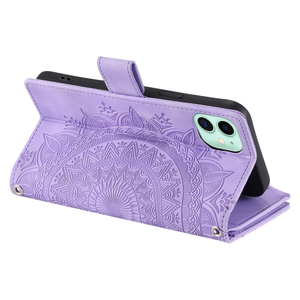 Étui portefeuille Mandala iPhone 12 Mini, violet