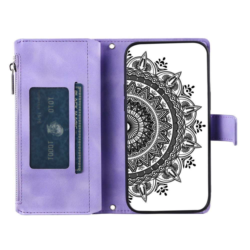 Étui portefeuille Mandala iPhone 13 Mini, violet