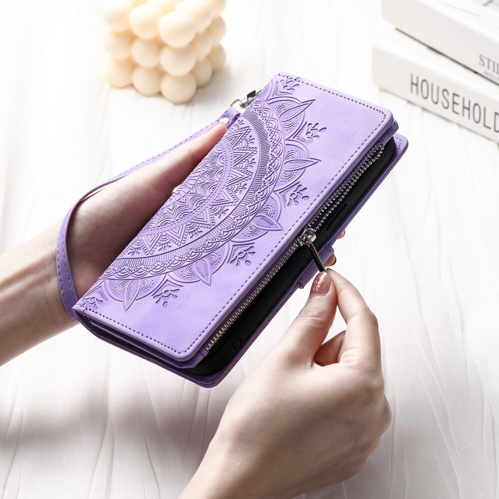 Étui portefeuille Mandala iPhone 13 Mini, violet