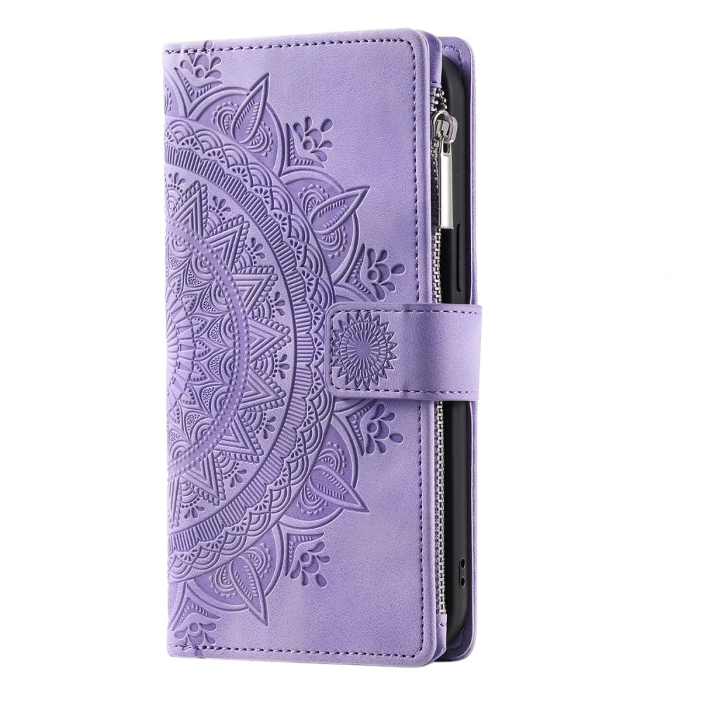 Étui portefeuille Mandala iPhone 13 Mini, violet