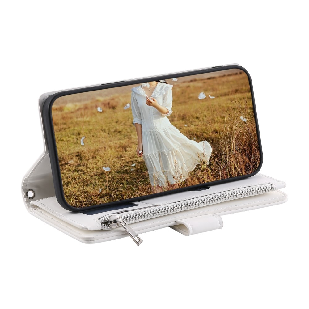 Étui portefeuille matelassée pour Samsung Galaxy S23 Ultra, Blanc