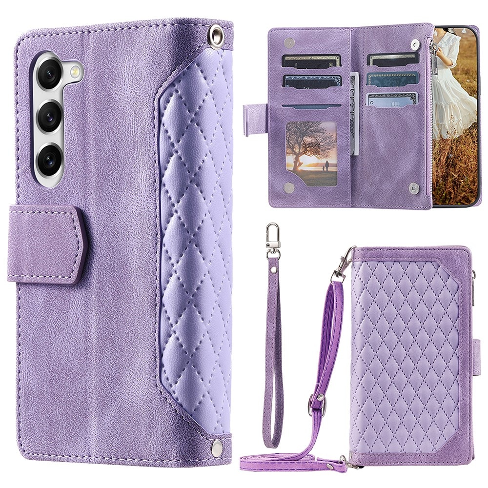 Étui portefeuille matelassée pour Samsung Galaxy S23,, violet