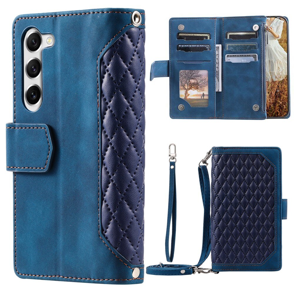 Étui portefeuille matelassée pour Samsung Galaxy S23, Bleu