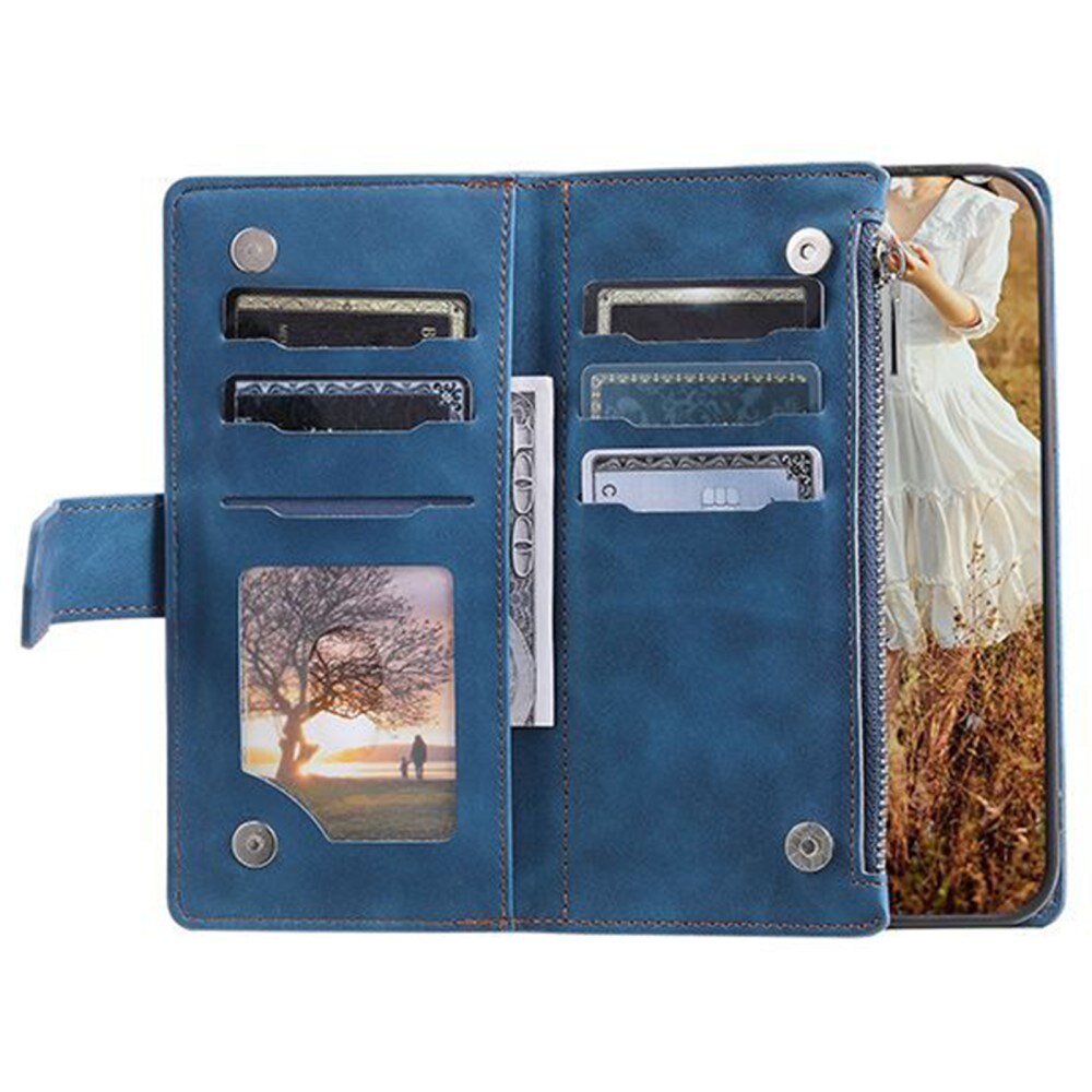 Étui portefeuille matelassée pour Samsung Galaxy S23, Bleu