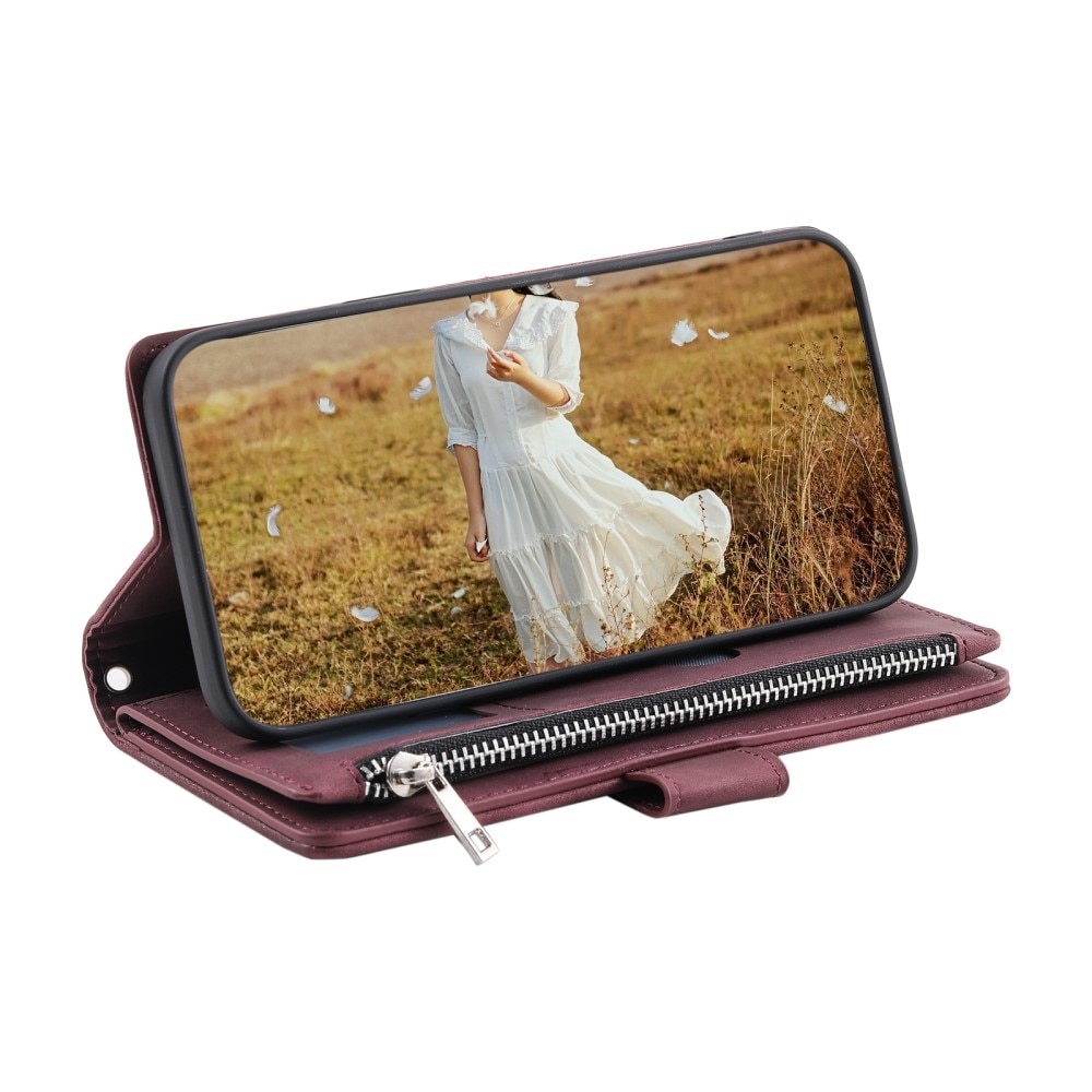 Étui portefeuille matelassée pour Samsung Galaxy S23,, rouge