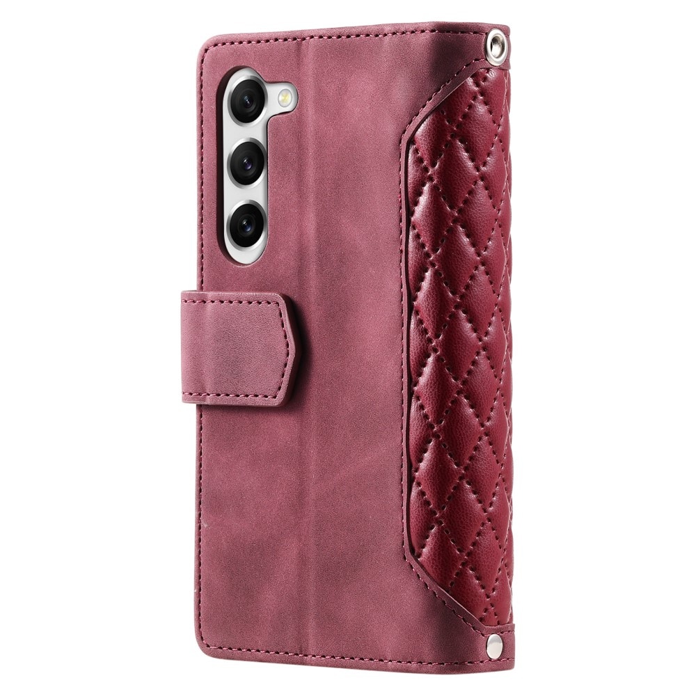 Étui portefeuille matelassée pour Samsung Galaxy S23,, rouge