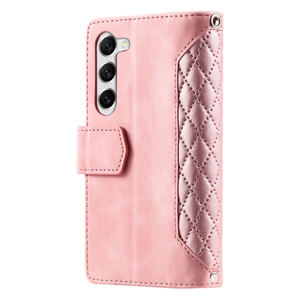 Étui portefeuille matelassée pour Samsung Galaxy S23, Rose
