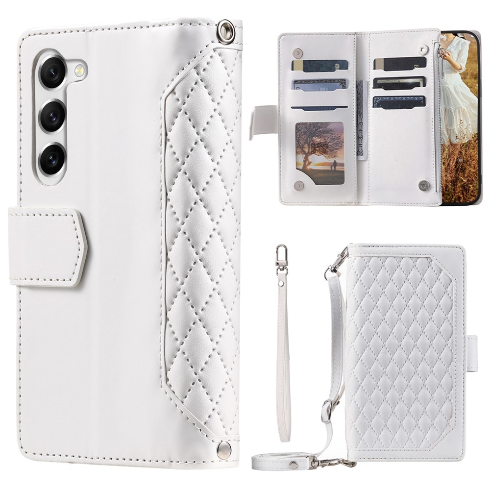Étui portefeuille matelassée pour Samsung Galaxy S23, Blanc