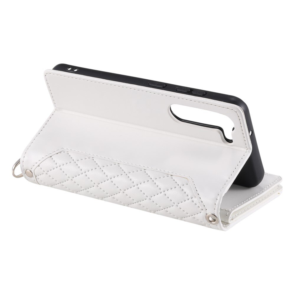 Étui portefeuille matelassée pour Samsung Galaxy S23, Blanc