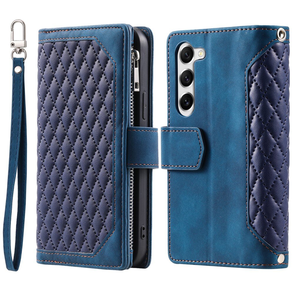 Étui portefeuille matelassée pour Samsung Galaxy S23 Plus, Bleu