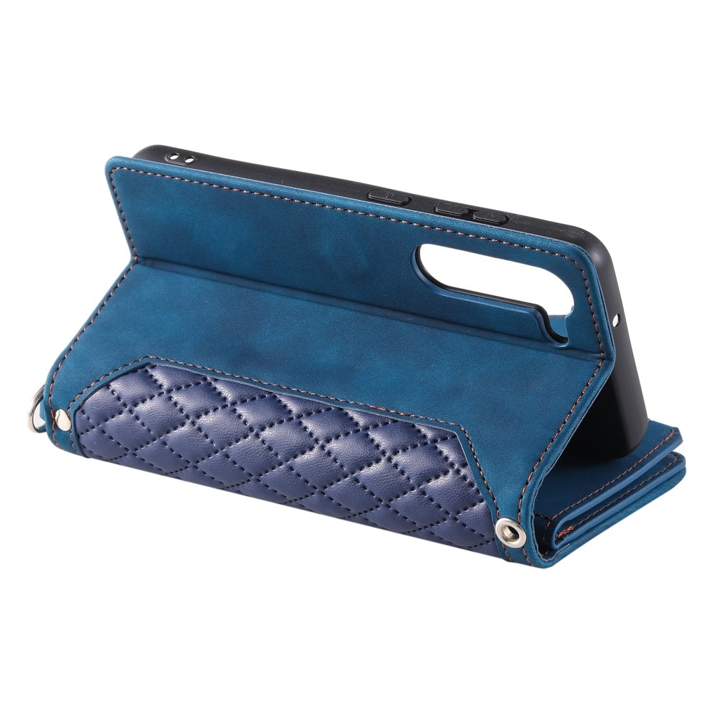 Étui portefeuille matelassée pour Samsung Galaxy S23 Plus, Bleu