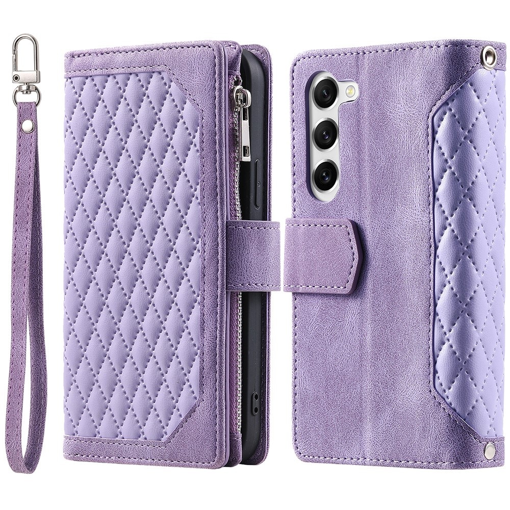 Étui portefeuille matelassée pour Samsung Galaxy S23 Plus, Violet