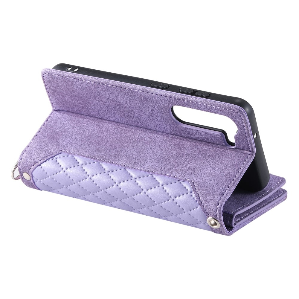 Étui portefeuille matelassée pour Samsung Galaxy S23 Plus, Violet