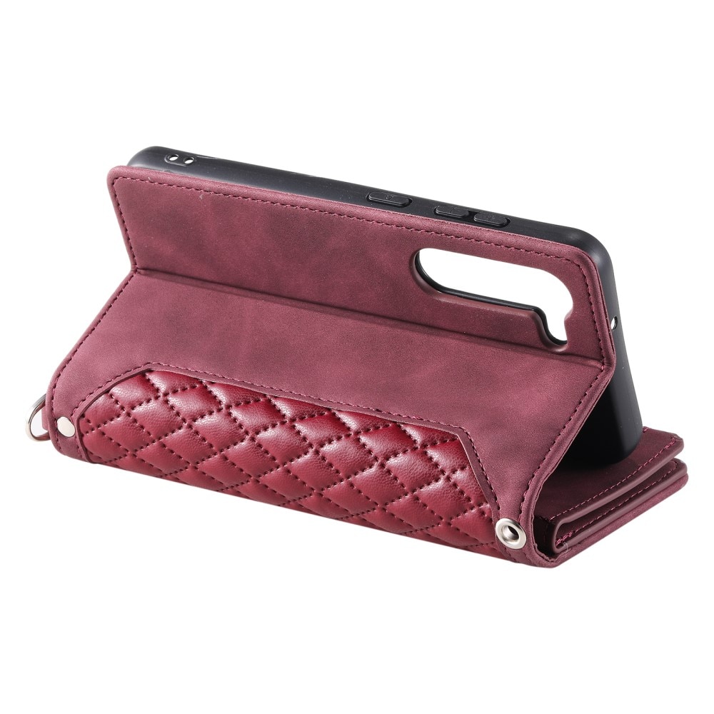 Étui portefeuille matelassée pour Samsung Galaxy S23 Plus, Rouge