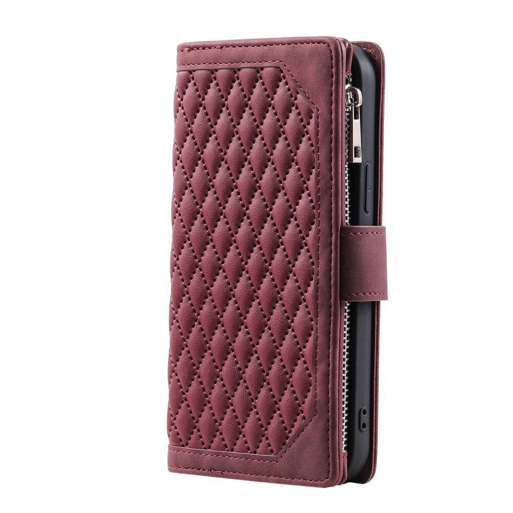 Étui portefeuille matelassée pour Samsung Galaxy S23 Plus, Rouge