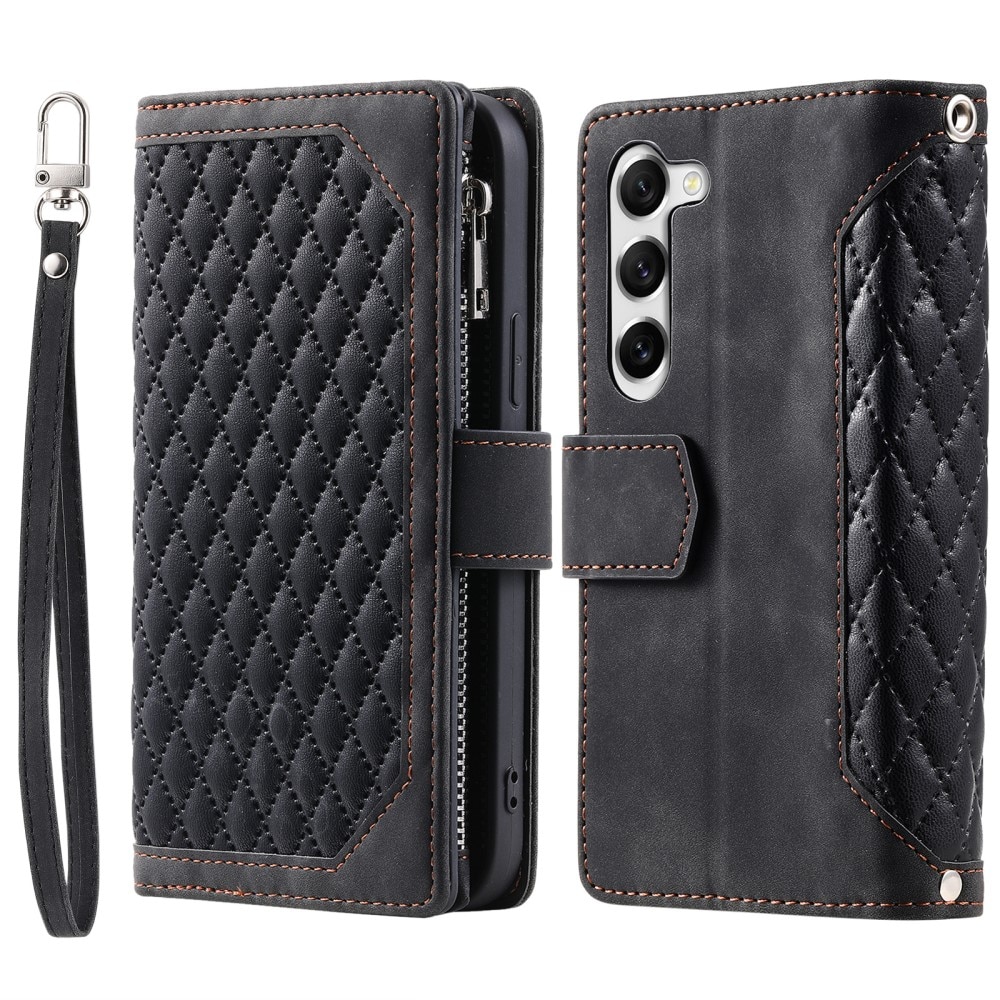 Étui portefeuille matelassée pour Samsung Galaxy S23 Plus, Noir