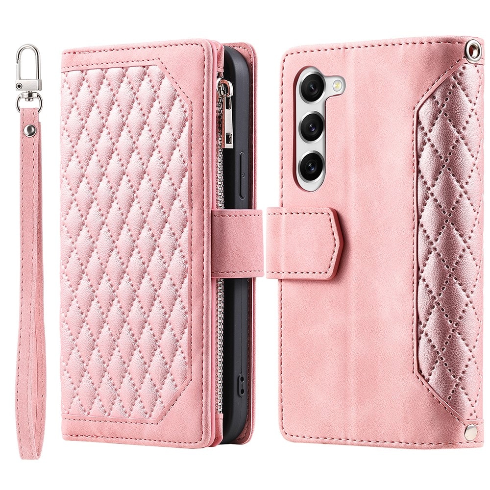 Étui portefeuille matelassée pour Samsung Galaxy S23 Plus, Rose