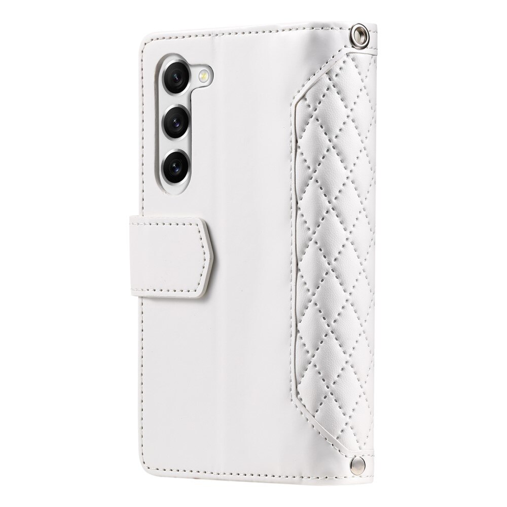 Étui portefeuille matelassée pour Samsung Galaxy S23 Plus, Blanc