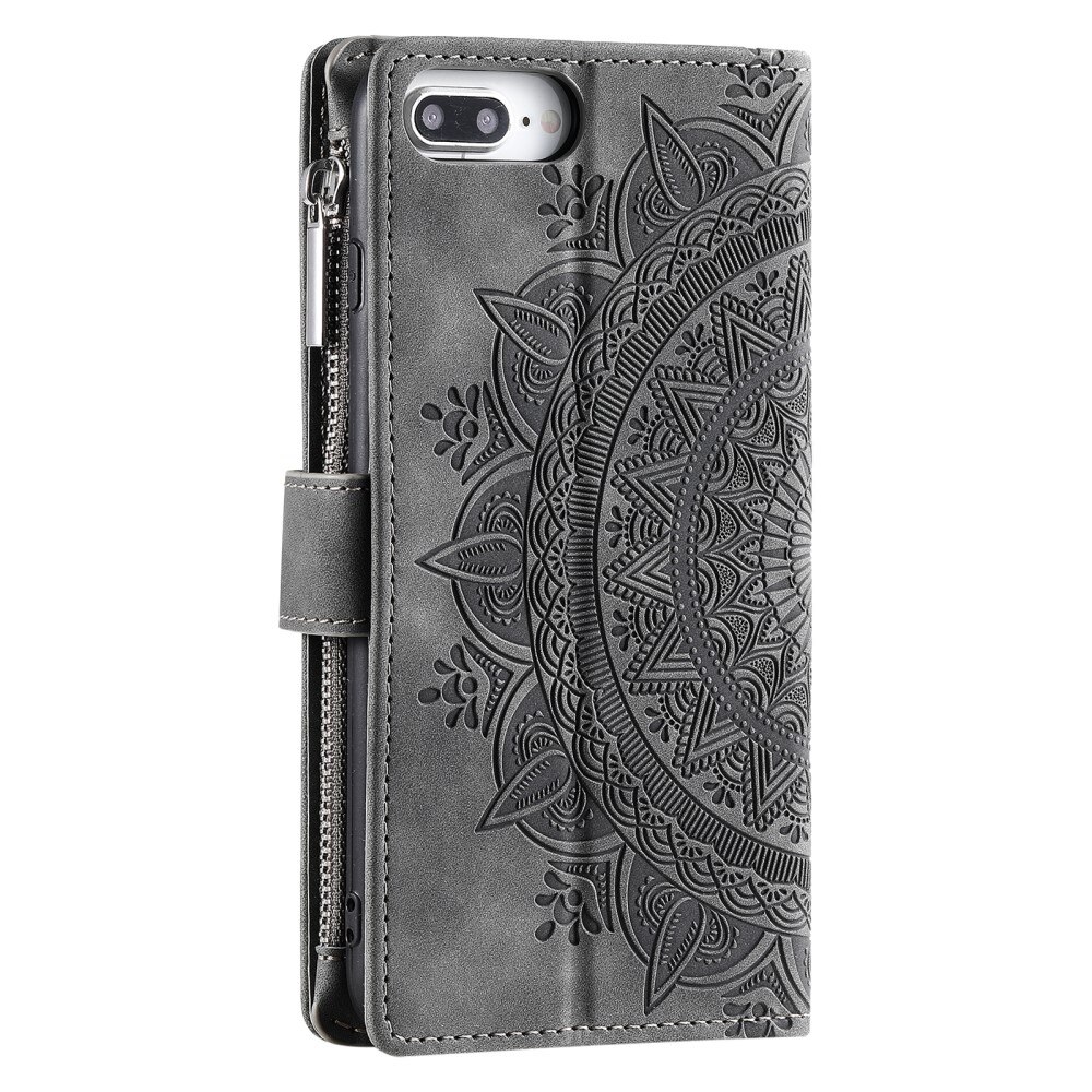 Étui portefeuille Mandala iPhone 7 Plus/8 Plus, gris