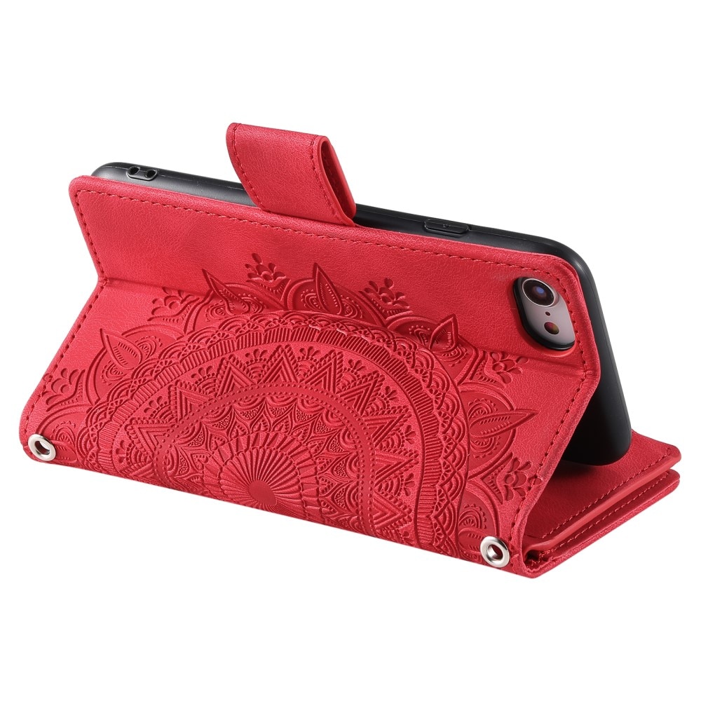 Étui portefeuille Mandala iPhone 8, rouge