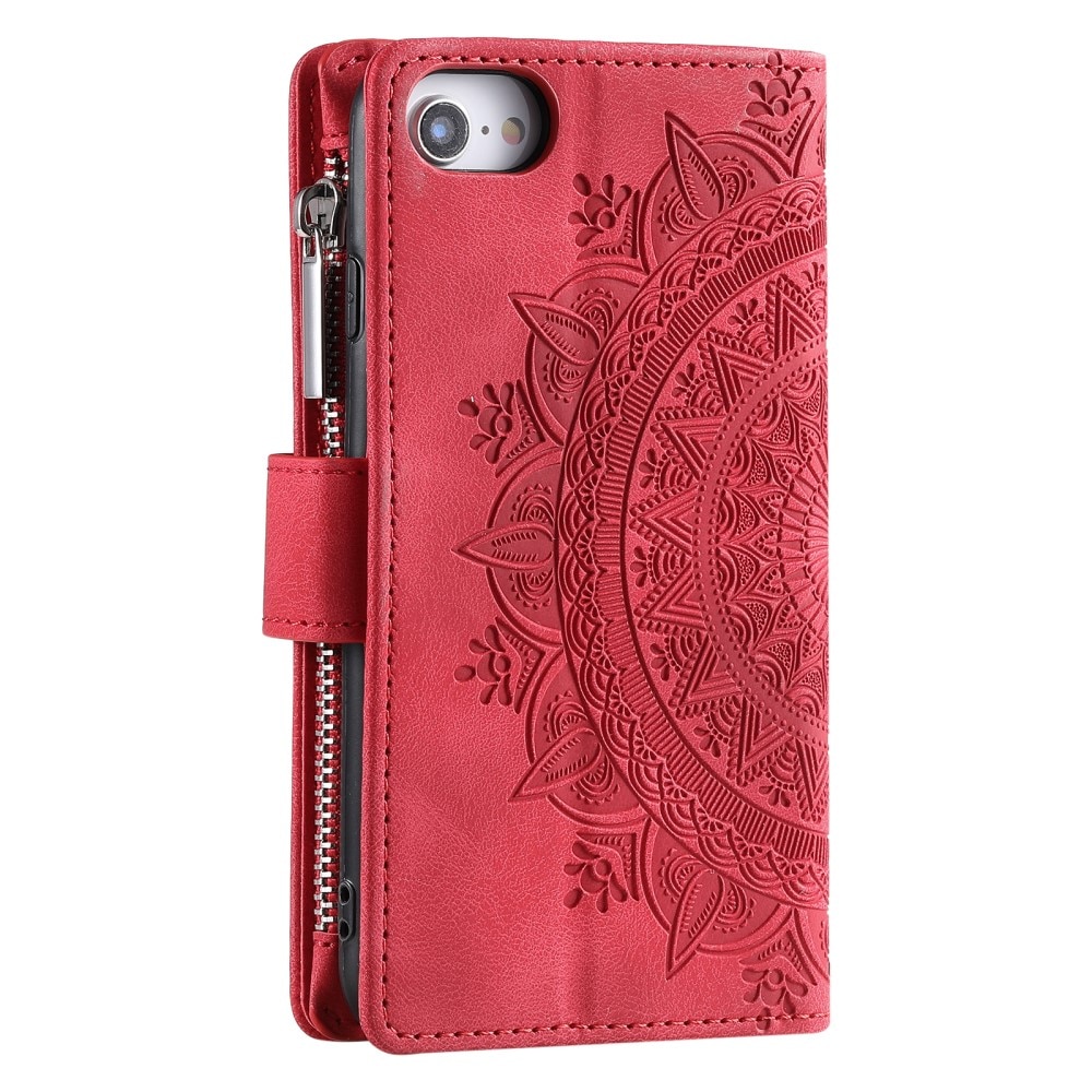 Étui portefeuille Mandala iPhone 8, rouge