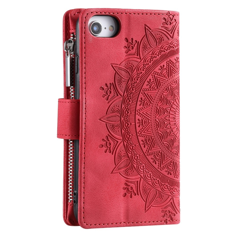 Étui portefeuille Mandala iPhone SE (2022), rouge