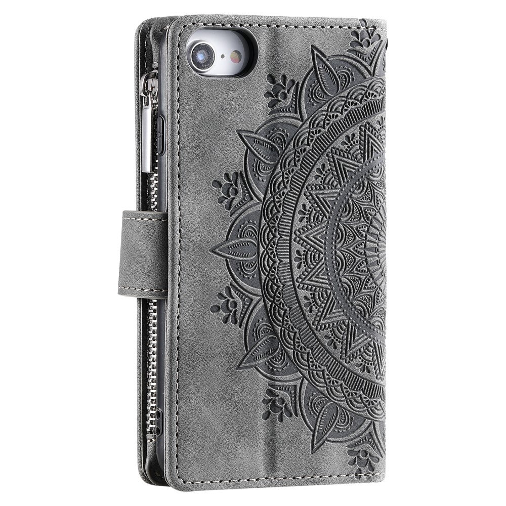 Étui portefeuille Mandala iPhone 8, gris