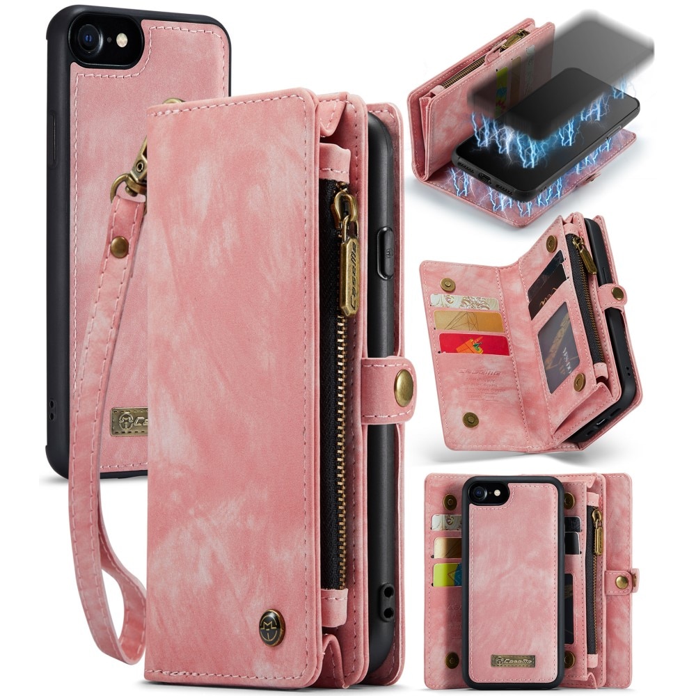 Étui portefeuille multi-cartes iPhone 8, rose