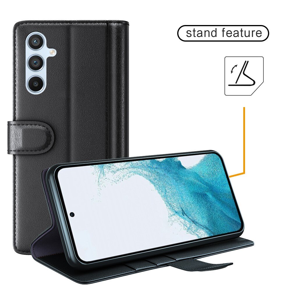 Étui en cuir veritable Samsung Galaxy A54, Noir