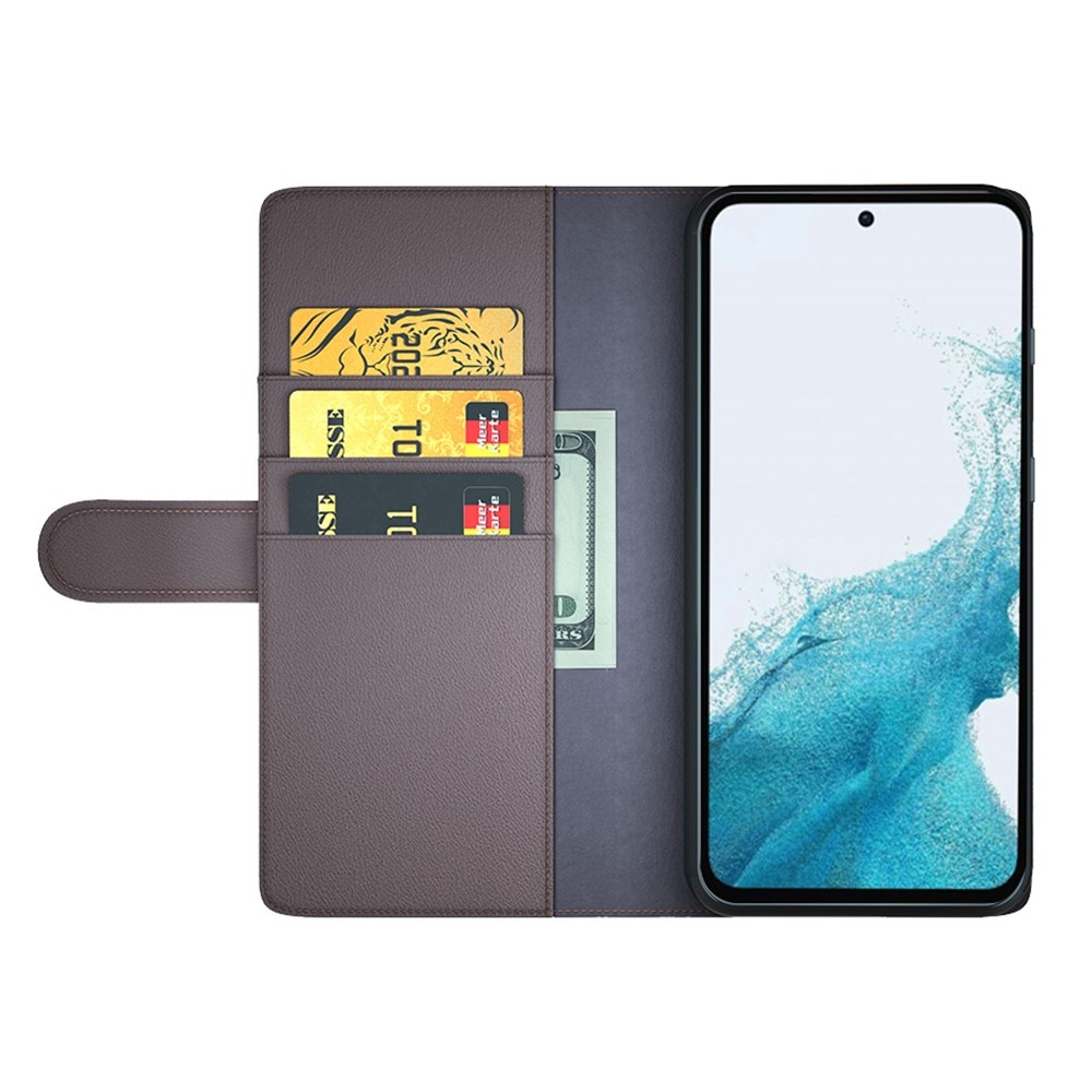 Étui en cuir veritable Samsung Galaxy A54, Marron