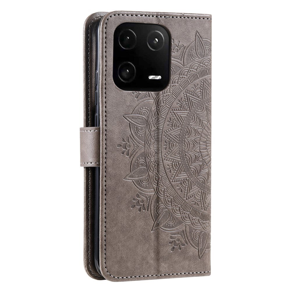 Étui en cuir Mandala Xiaomi 13 Pro, gris