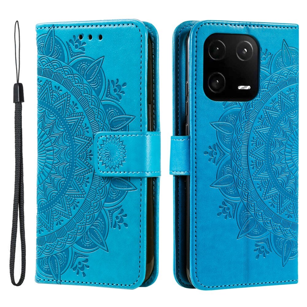 Étui en cuir Mandala Xiaomi 13 Pro, bleu