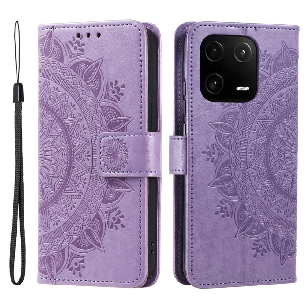 Étui en cuir Mandala Xiaomi 13 Pro, violet