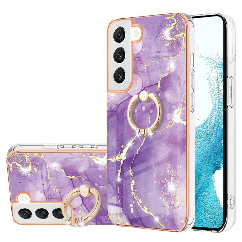 Coque Finger Ring Kickstand Samsung Galaxy S23, marbre violet