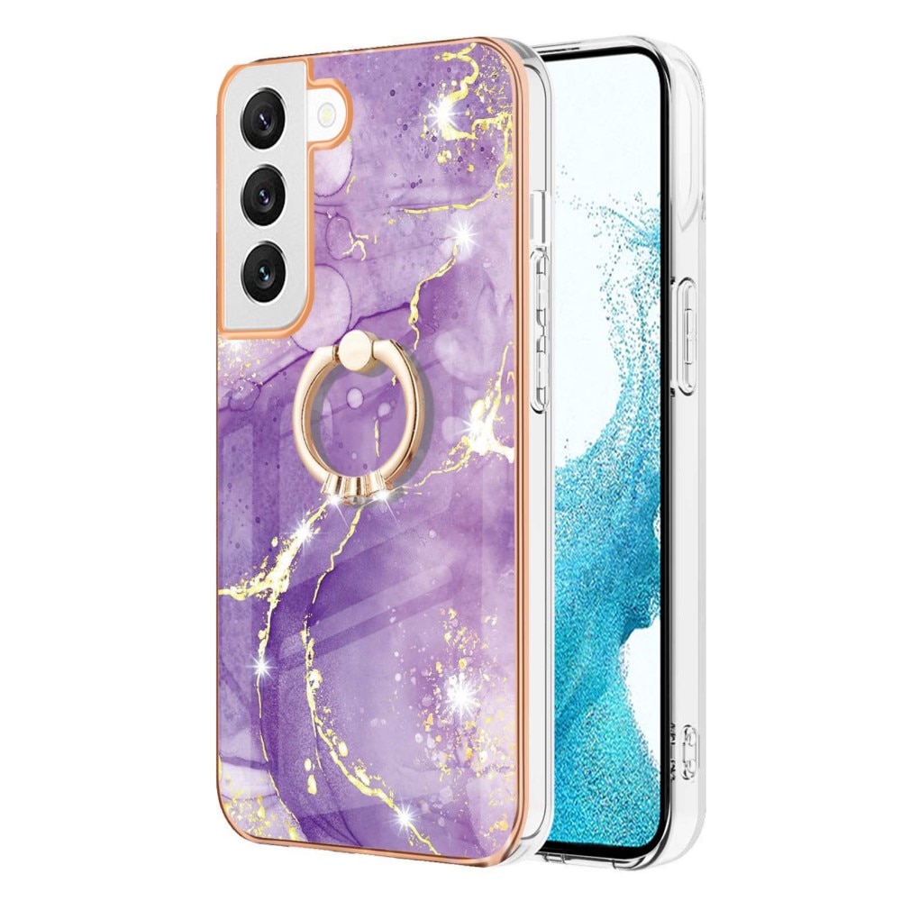 Coque Finger Ring Kickstand Samsung Galaxy S23, marbre violet
