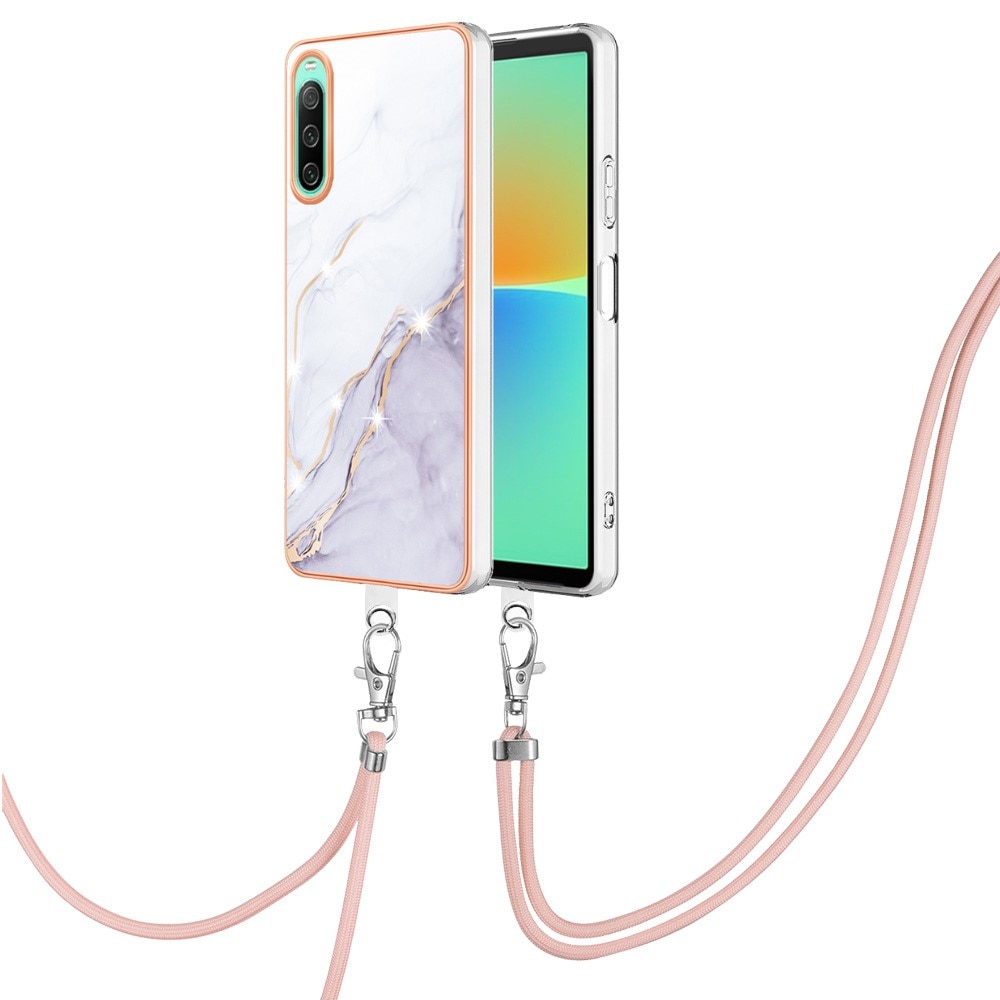 Coque cordon Sony Xperia 10 IV, marbre blanc