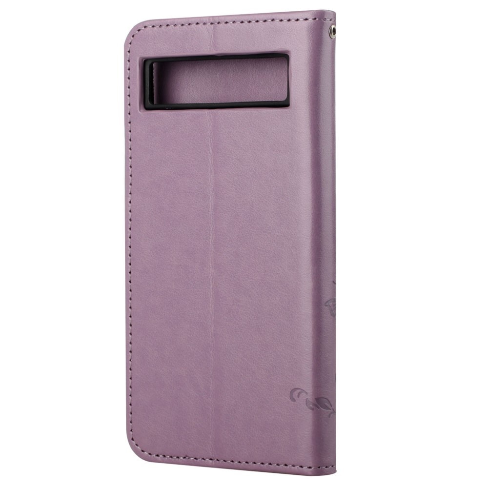 Étui en cuir à papillons pour Google Pixel 7a, Violet