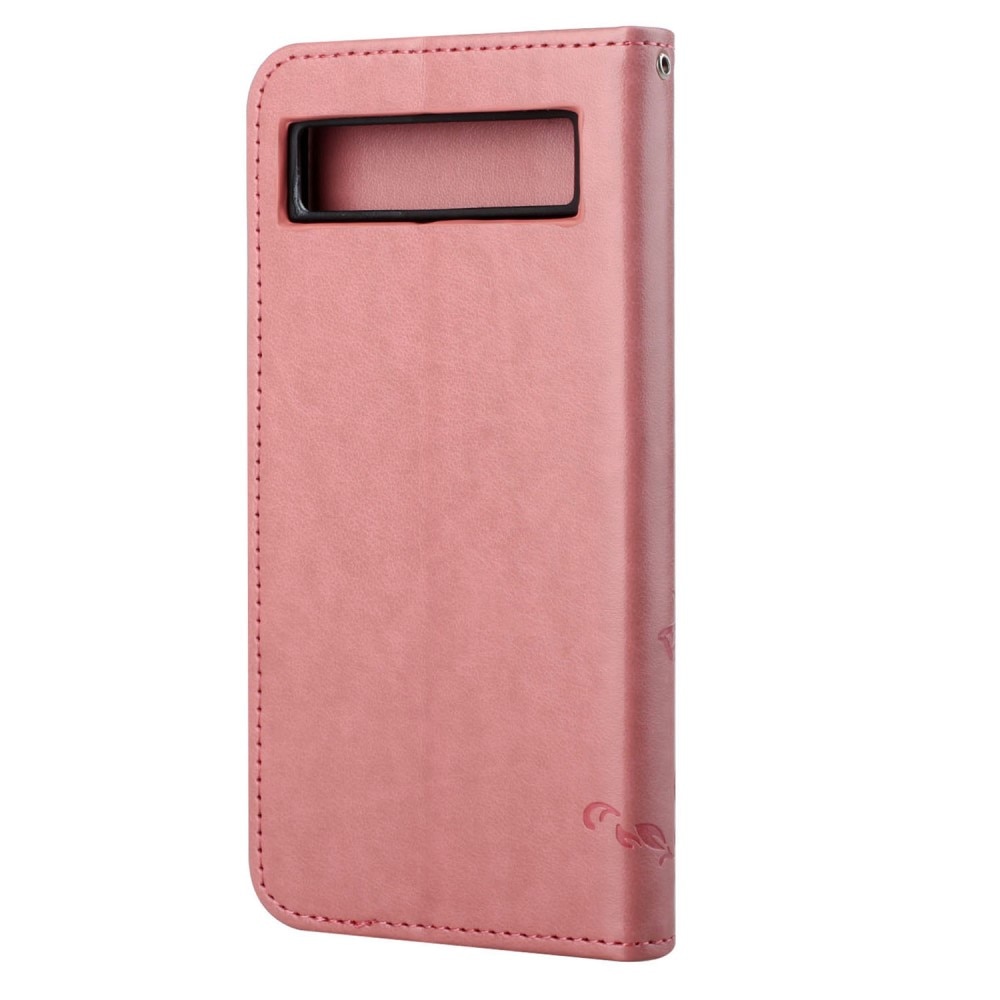 Étui en cuir à papillons pour Google Pixel 7a, Rose
