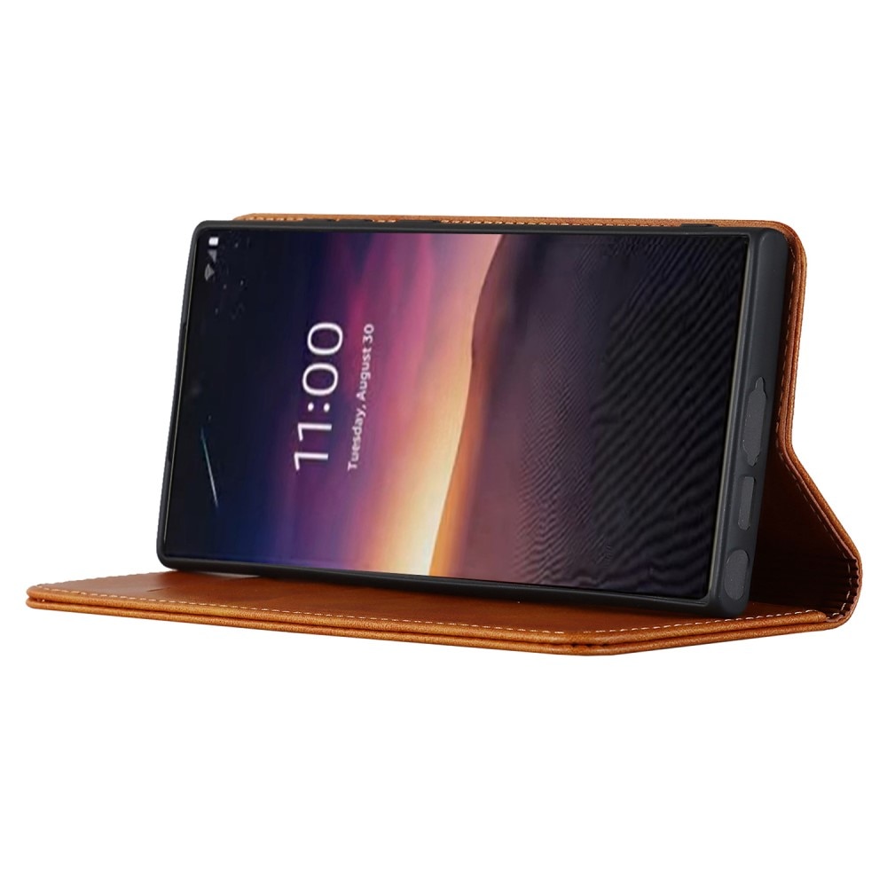 Coque portefeuille mince Samsung Galaxy S23 Ultra, Marron