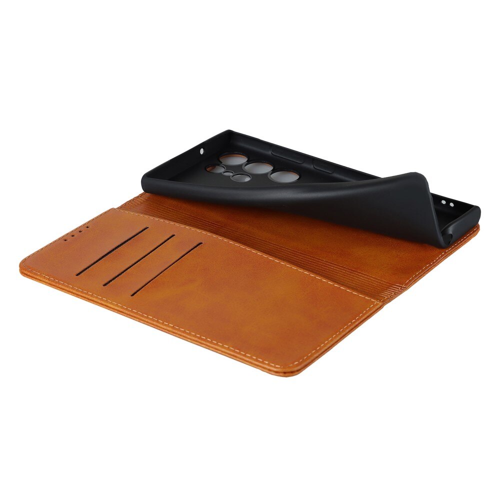 Coque portefeuille mince Samsung Galaxy S23 Ultra, Marron