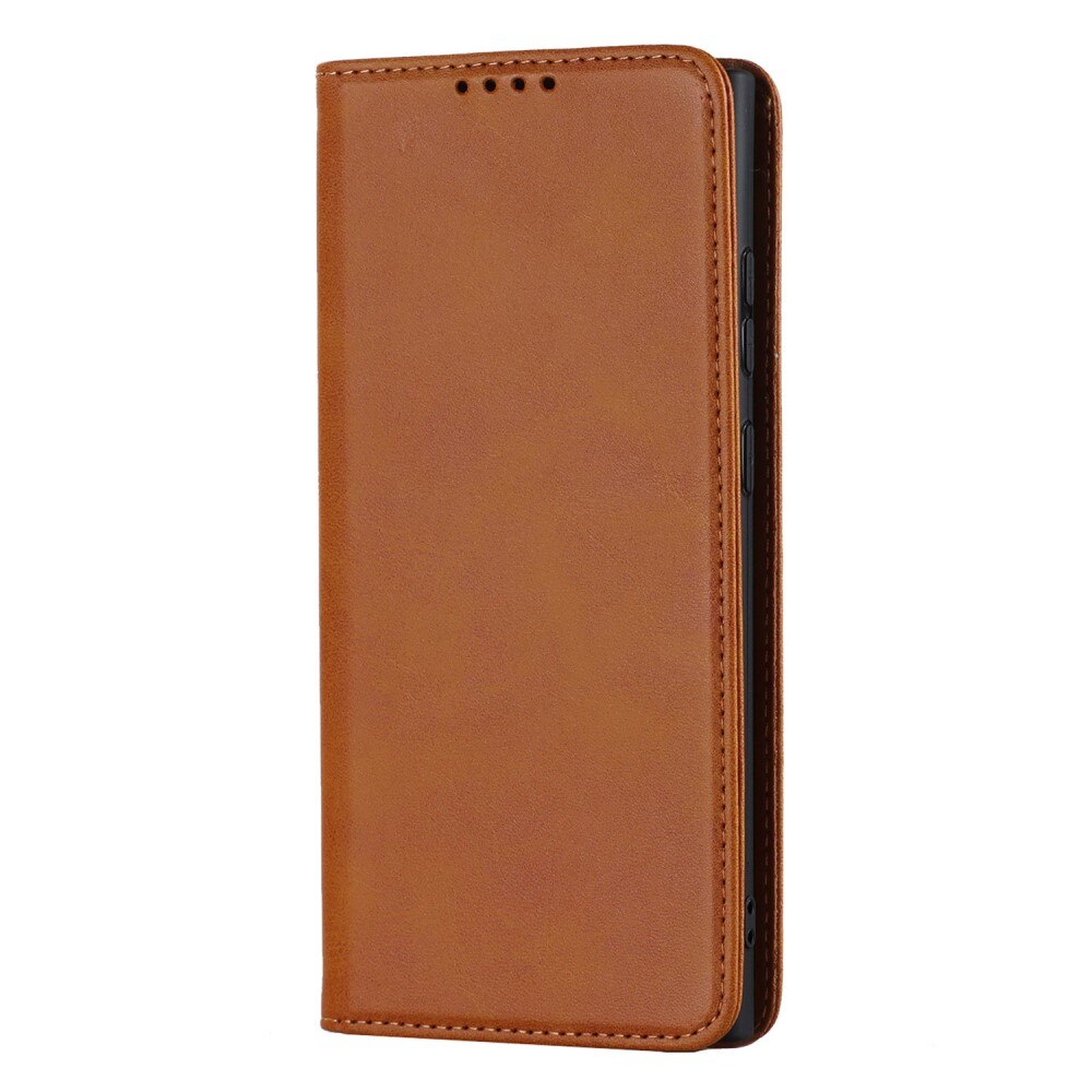 Coque portefeuille mince Samsung Galaxy S23 Ultra, cognac